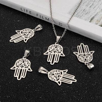 Non-Tarnish Hamsa Hand/Hand of Fatima/Hand of Miriam 304 Stainless Steel Pendants X-STAS-F016-18P-1