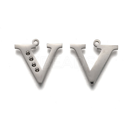 Non-Tarnish 304 Stainless Steel Letter Pendant Rhinestone Settings STAS-Y006-61P-V-1