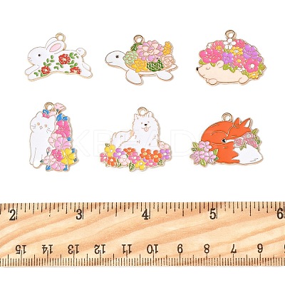 6Pcs 6 Styles Alloy Enamel Pendants ENAM-FP0002-67-1