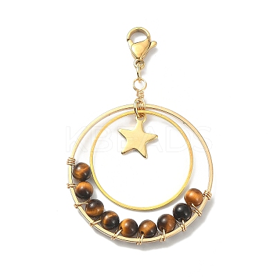 Wire Wrapped Gemstone Bead Pendant Decoration HJEW-TA00061-1