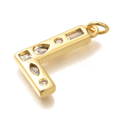 Brass Micro Pave Clear Cubic Zirconia Pendants KK-G521-01G-L-1