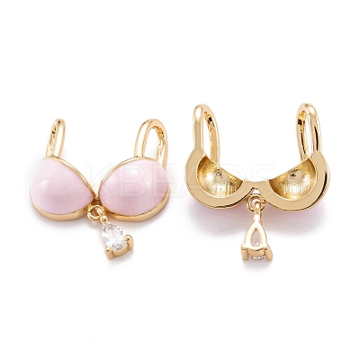 Real 18K Gold Plated Brass Micro Pave Clear Cubic Zirconia Pendants ZIRC-M114-55G-03-1