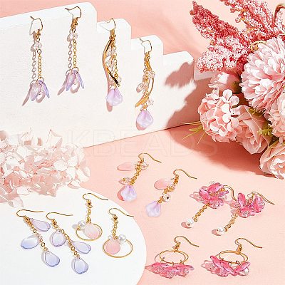 DIY Flower Long Dangle Earring Making Kits DIY-SC0019-65-1