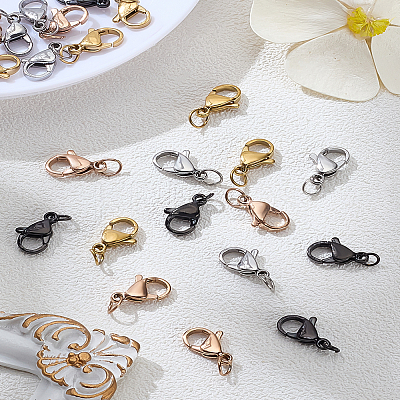 24Pcs 4 Colors 304 Stainless Steel Lobster Claw Clasps STAS-LP0005-11-1