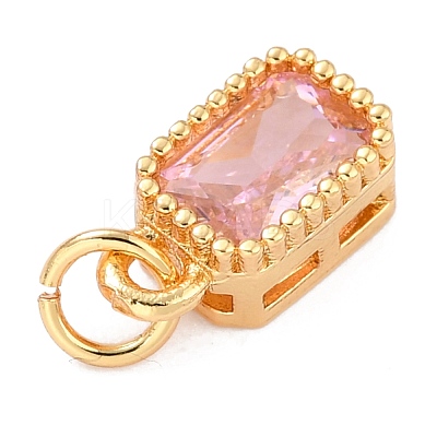 Real 18K Gold Plated Brass Inlaid Cubic Zirconia Charms ZIRC-L100-075G-08-1