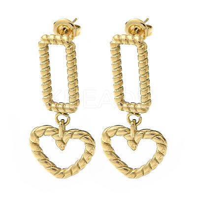 Ion Plating(IP) 304 Stainless Steel Dangle Stud Earrings EJEW-K269-05G-1
