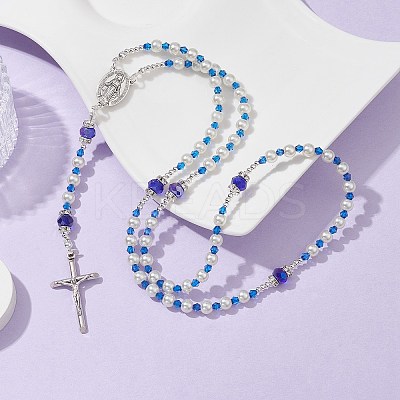 Acrylic & Glass Rosary Bead Necklaces NJEW-JN04605-1