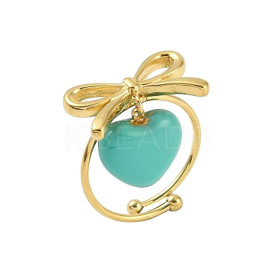 Bowknot 304 Stainless Steel Open Cuff Ring RJEW-Z037-02G-02-1