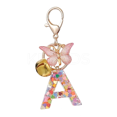 Letter A Resin & Butterfly Acrylic Pendant Keychain KEYC-JKC00932-1