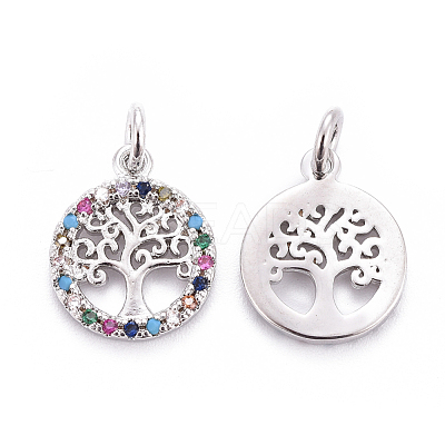 Brass Micro Pave Cubic Zirconia Charms ZIRC-L070-45P-1