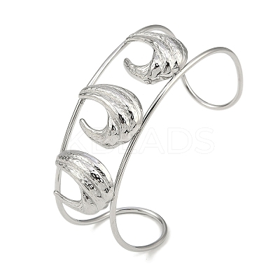 Non-Tarnish 304 Stainless Steel Wide Hollow Textured Opaen Cuff Bangles BJEW-Q348-07P-01-1