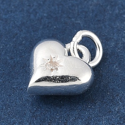 925 Sterling Silver Micro Pave Clear Cubic Zirconia Heart Charms STER-R013-15S-1