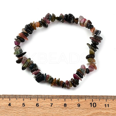 Unisex Chip Natural Multicolor Tourmaline Beaded Stretch Bracelets BJEW-S143-43-1