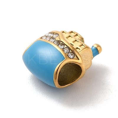 Ion Plating(IP) 304 Stainless Steel Enamel European Beads STAS-G308-15G-1