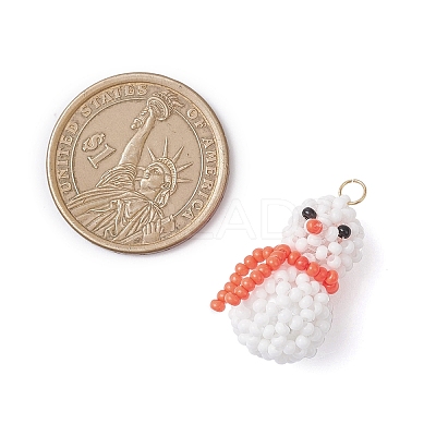 Glass Seed Beaded Snowman Pendants PALLOY-MZ01007-05-1