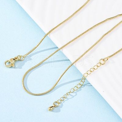 Brass Round Snake Chain Necklaces for Women NJEW-D302-15G-1