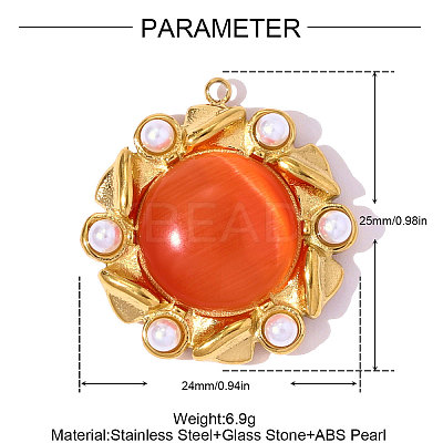 304 Stainless Steel Glass Pendants STAS-OY008-62G-1