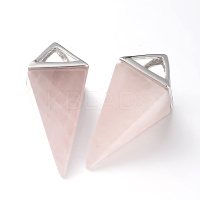 Natural Rose Quartz Point Pendulum Pendants G-E301-06P-1