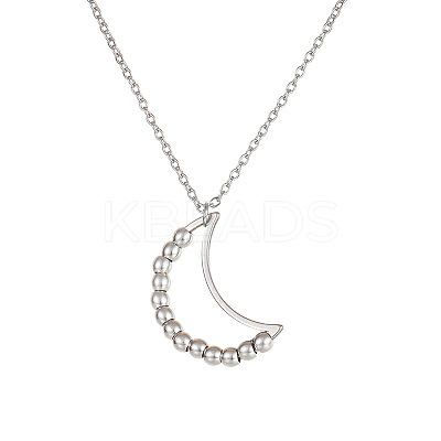 Stainless Steel Color Stainless Steel Rotatable Bead Pendant Necklace PW-WG58570-06-1