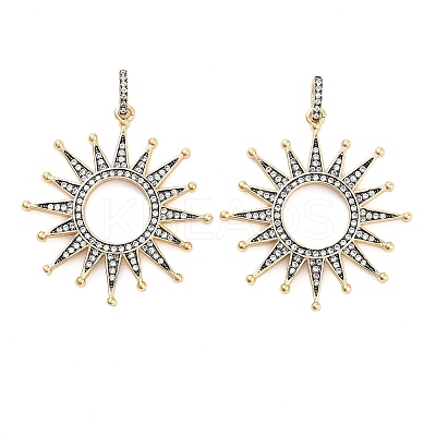 Sun Rack Plating Brass Micro Pave Clear Cubic Zirconia Pendants KK-NH0001-09G-1