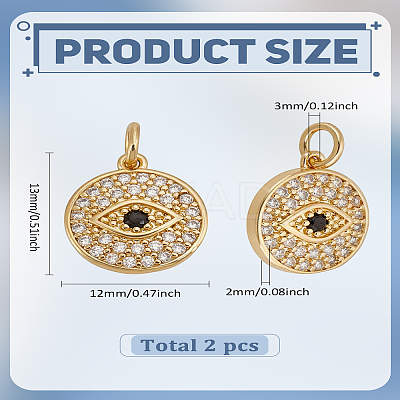 2Pcs Brass Micro Pave Cubic Zirconia Charms ZIRC-LP0001-58-1