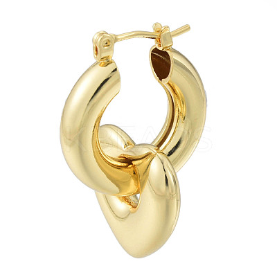 Brass Heart Dangle Hoop Earrings for Women EJEW-N011-86LG-1