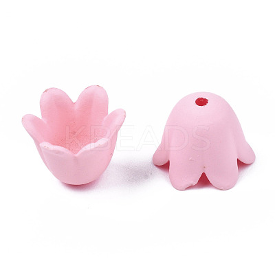 Rubberized Style Opaque Acrylic Bead Caps ACRP-T010-01C-1