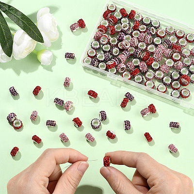 120Pcs 3 Colors Polymer Clay Rhinestone European Large Hole Beads with Silver Color Plated Brass Cores FPDL-LT0001-01B-1
