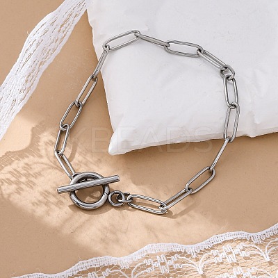 Tarnish Resistant 304 Stainless Steel Paperclip Chain Bracelets BJEW-JB04967-1