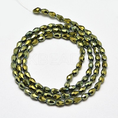 Faceted Teardrop Full Plated Electroplate Glass Beads Strands EGLA-J132-FP05-1