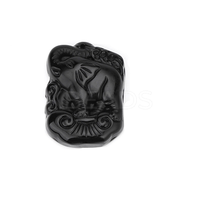 Natural Obsidian Carved Big Pendants PW-WG37954-06-1