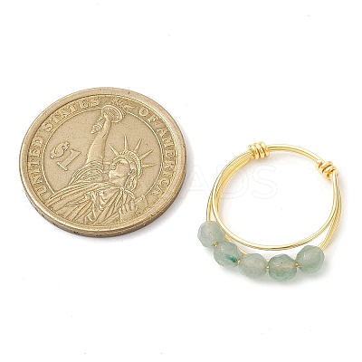 Natural Round Green Aventurine Beaded Finger Rings RJEW-TA00118-04-1
