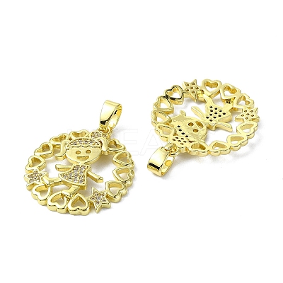 Rack Plating Brass Micro Pave Cubic Zirconia Pendants KK-R157-13B-G-1