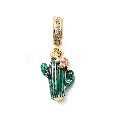 Rack Plating Brass Micro Pave Clear Cubic Zirconia European Dangle Charms KK-Q017-16G-1