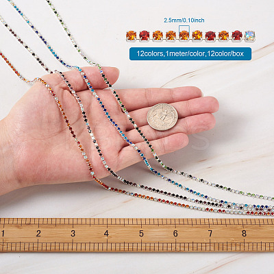 12M 12 Colors Iron Rhinestone Cup Chains CHC-CW0001-02-1