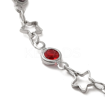 Brass Star Link Chain Bracelets BJEW-L685-03P-1