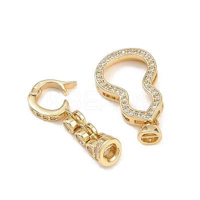 Brass Micro Pave Clear Cubic Zirconia Fold Over Clasps KK-U059-58G-1
