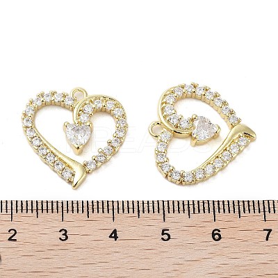 Rack Plating Heart Brass Micro Pave Cubic Zirconia Pendants LS-KK-E102-04G-1