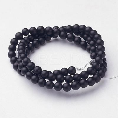 Natural Black Agate Beads Strands G-D543-4mm-1