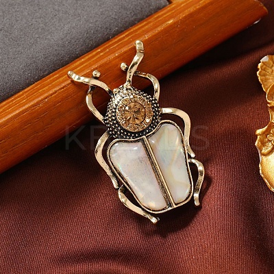 Insects Acrylic Imitation Shell with Rhinestone Brooch Pin PW-WG0DB04-01-1