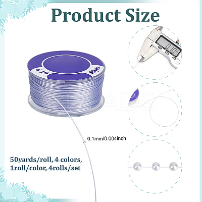 4 Rolls 4 Colors Special Coated Nylon Beading Threads for Seed Beads OCOR-PH0006-50A-1