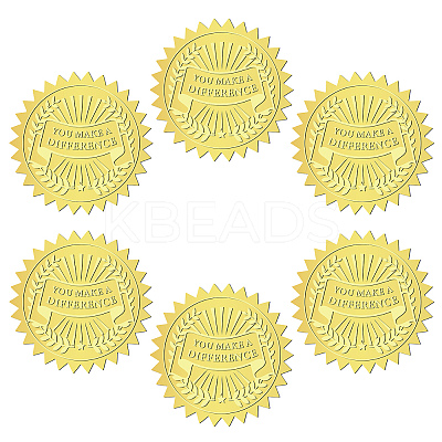 12 Sheets Self Adhesive Gold Foil Embossed Stickers DIY-WH0451-017-1