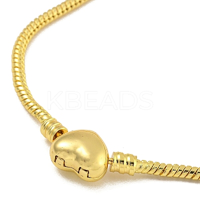 2.5mm Rack Plating Heart Brass European Style Round Snake Chain Bracelets for Jewelry Making BJEW-B106-17G-1