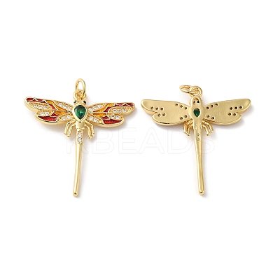 Rack Plating Brass Micro Pave Clear Cubic Zirconia Pendants KK-D074-09G-1
