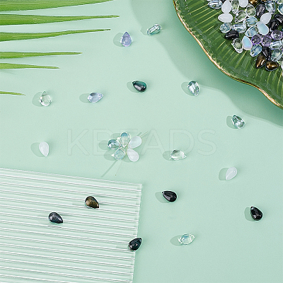 96Pcs 8 Colors Teardrop Glass Charms GLAA-HY0001-50B-1