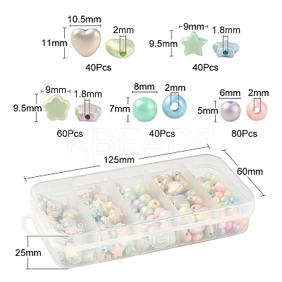 260Pcs 5 Style Spray Painted Opaque Acrylic Beads SACR-YW0001-32-1