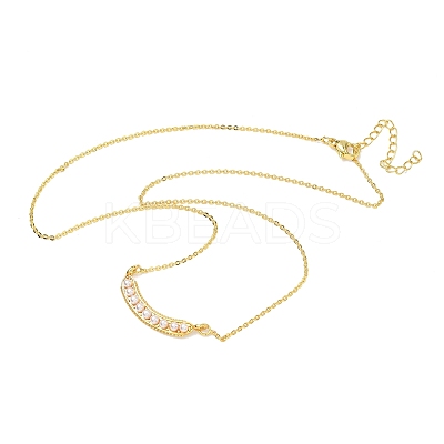 Brass with ABS Plastic Imitation Pearl Pea Pod Pendant Necklaces NJEW-P347-01G-1