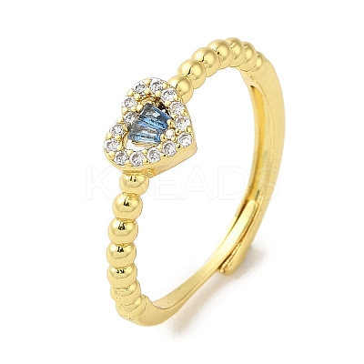 Rack Plating Brass Micro Pave Cubic Zirconia Adjustable Rings RJEW-H228-02G-01-1