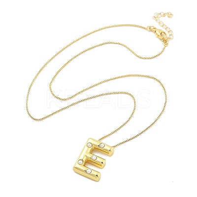 Brass & Plastic Pearl Letter Pendant Box Chain Necklaces for Women LS-NJEW-U017-01G-05-1