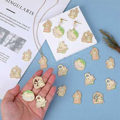 25Pcs 5 Style Zinc Alloy Enamel Pendants ENAM-SZ0004-33-1